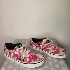 Vans Authentic Skate Shoe Pink Tie Dye Canvas Shoes Girls/Missy Size 4.5